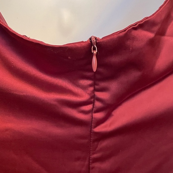 JASON WU Satin MIDI Dress Plunging U Neckline Halter Burgundy Wine Sz S NWT - Picture 6 of 11